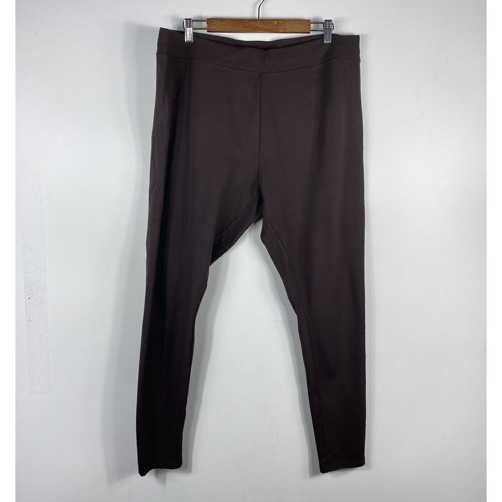 Catherines Leggings 1X 18 20 Brown Secret Slimmer Knit Pull On Stretch Casual